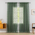 YJ YANJUN Vintage Lace Curtains 108 Inches Long- Victorian Floral Pattern Dark Olive Green Sheer Curtain Panels for High Ceiling Living Room Aesthetic Neutral Decor 52Wx108L Moss Green