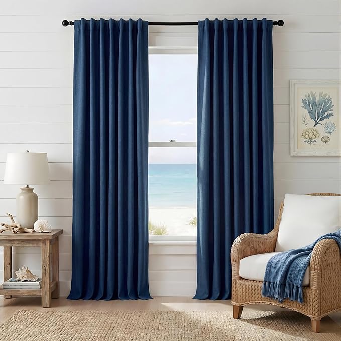 RYB HOME Navy Blue 100% Blackout Curtains for Bedroom 84 inches Long 52 inches Wide, Thermal Insulated &Privacy Assurd Curtains for Boy's Room/Sliding Glass Door/Living Room, 2 Panels