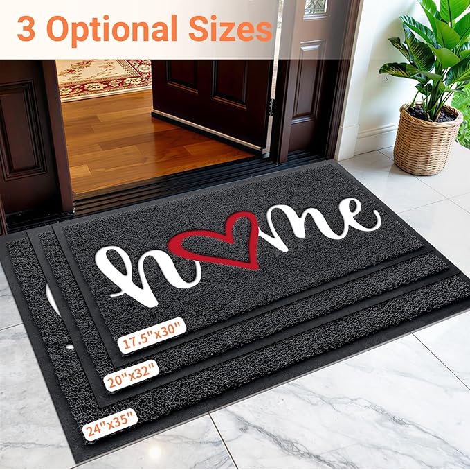 StepLively Door Mat Home Welcome Mats Outdoor and Indoor, Heavy-Duty Low-Profile Non-Slip Front Welcome Mat for Home Entrance, Outside Entry, Yard, Floor, Patio, Ideal (35''x24'', Black)
