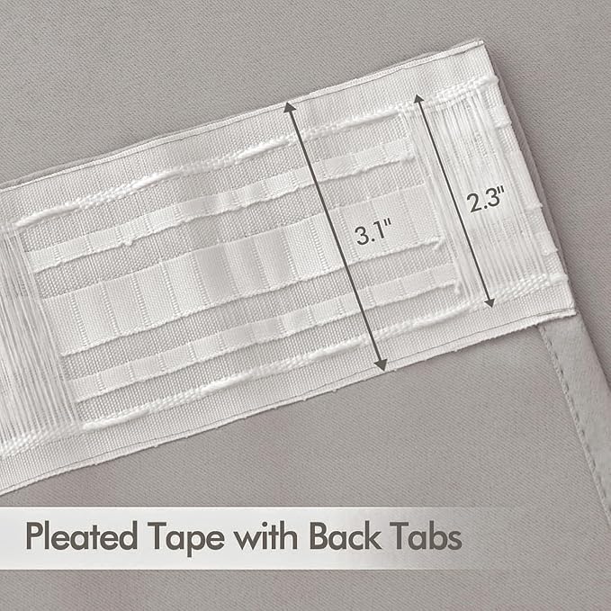 MIULEE Stone Back Tab Blackout Curtains 72 Inches Long 2 Panels Set for Living Room Bedroom Privacy, Rod Pocket/Pinch Pleat Thermal Insulated Room Darkening Pleated Light Blocking Drapes