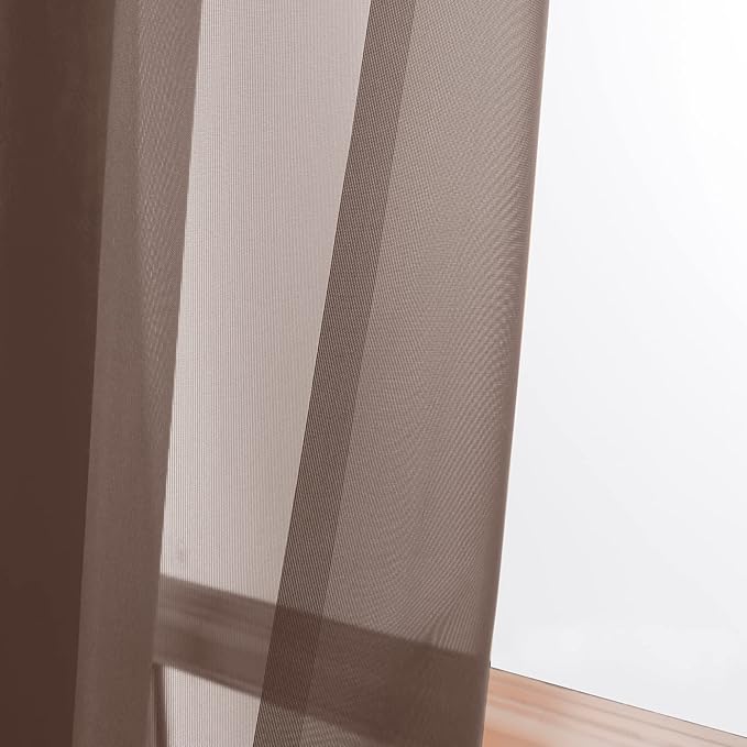 OWENIE Sheer Curtains, Chocolate Sheer Curtains 78 inch Length 2 Panels Set, Rod Pocket Voile Fimly Sheer Drapes for Living Room/Bedroom, 2pcs, Each 42" W x 78" L
