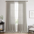Nanspring Silver Grey Linen Curtains 90 Inch 2 Panels for Bedroom/Living Room Rod Pocket Back Tab Pleated Window Curtain Drapes Neutral Rustic Farmhouse Decor Dining Room Curtain 90 Inches Long
