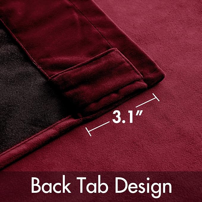 MIULEE Velvet Curtains 90 inches 2 Panels Luxury Blackout Curtains for Bedroom Living Room Thermal Insulated Super Soft Christmas Window Drapes Rod Pocket & Back Tab, Burgundy Red, W 52 x L 90 inch