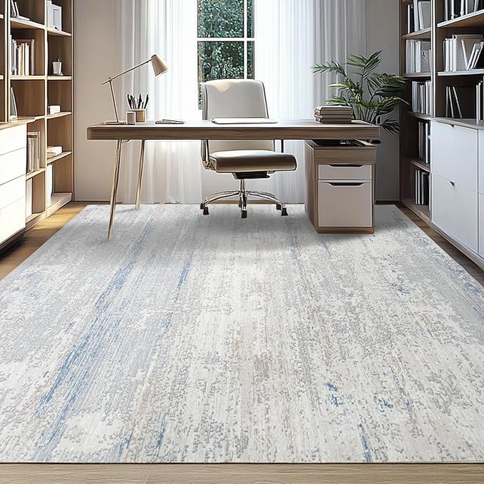 Washable Rugs 8x10 Area Rugs for Living Room- Modern Abstract Rugs for Bedroom,Dining Room, Large Soft Low Pile Carpet with Non Slip Rubber Backing,Neutral Accent Rug for Nursery Home Office