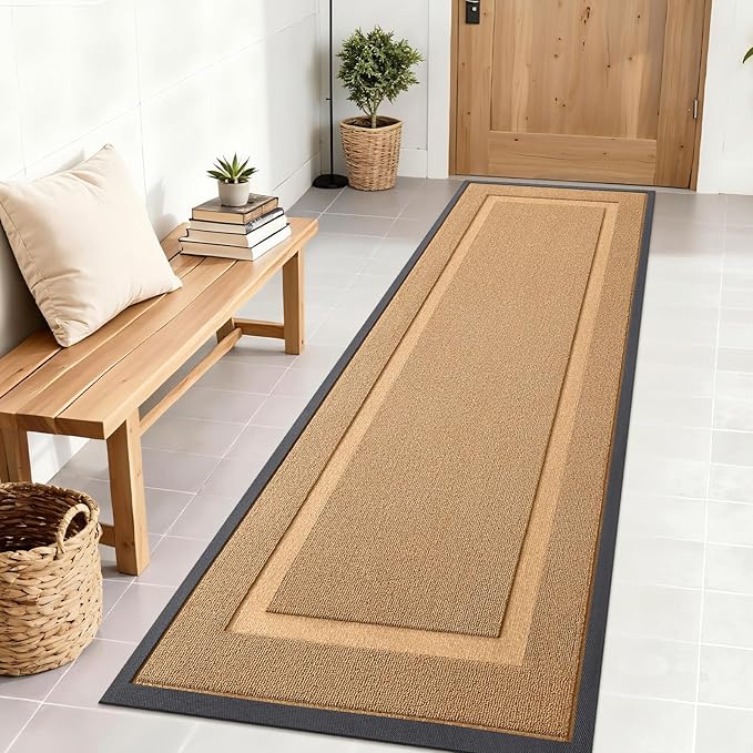 OLANLY Front Door Mat Indoor Outdoor Entrance, Waterproof All-Season, All-Weather Doormat, Sturdy Natural Rubber, Low Profile, Easy Clean Patio Porch Entryway Mat, 71x23, Butter Yellow