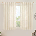 LAMIT Beige Linen Curtains 45 Inches Long for Bedroom, Light Filtering Panels Back Tab and Rod Pocket Neutral Drapes for Kitchen/Window/Loft Room, 52 x 45 Inch, 2 Panels