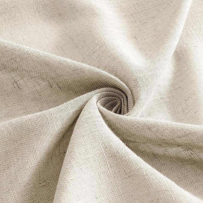MIULEE Beige Linen Curtains 108 Inches Long 2 Panels for Bedroom Living Room, Soft Linen Textured Window Drapes Semi Sheer Light Filtering Back Tab Rod Pocket Farmhouse Modern Burlap Look Decor
