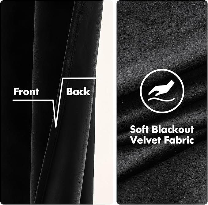 MIULEE Velvet Curtains Black Elegant Grommet Thermal Insulated Soundproof Room Darkening Curtain/Drapes for Classical Living Room Bedroom Halloween Decor 66 x 84 Inch Set of 2