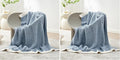 Snuggle Sac Blue Throw Blankets for Couch, Reversible Super Soft Warm Blankets Cozy Knit Blanket Fuzzy Plush Throws for Sofa, Bed, Gift, Heather Blue, 50 x 60 inches (Pack of 2)