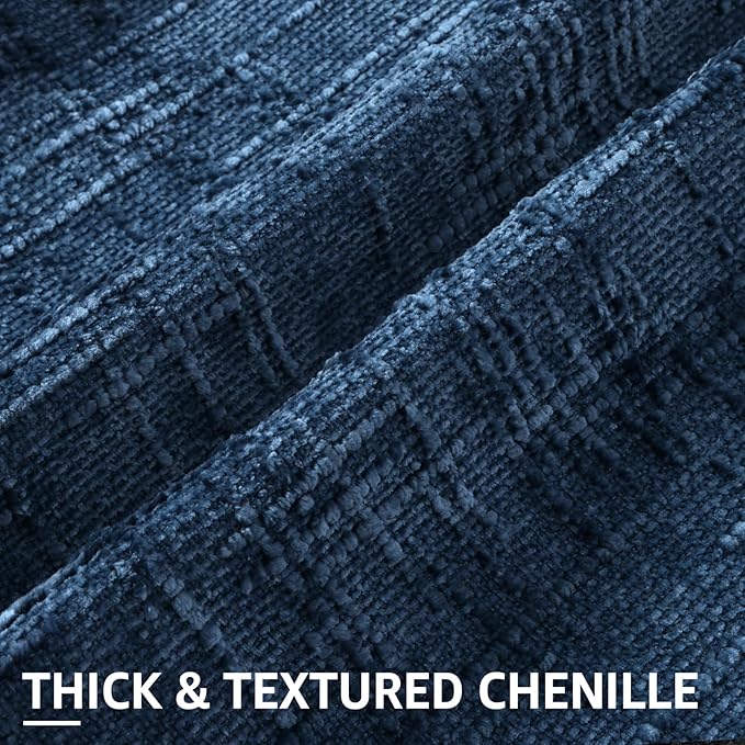 decorUhome Navy Blue Chenille Euro Sham Throw Pillow Covers 24x24 Set of 2 Textured Soft Cozy Slubby Couch Pillow Covers Modern Farmhouse Boho Decorative Pillow Cases for Bed Sofa Living Room