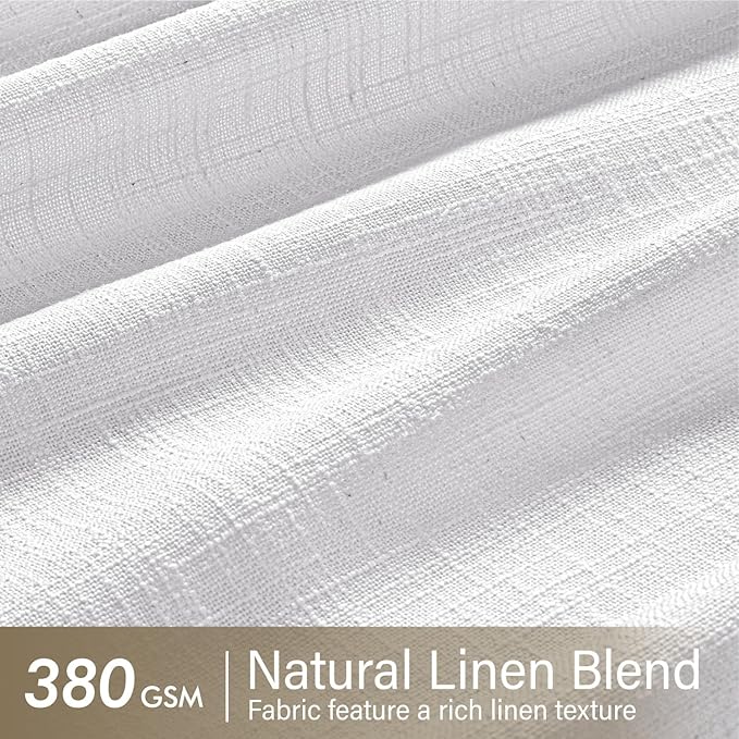 MIULEE Pinch Pleated White Thick Linen Curtains 108 Inches Long 2 Panels, Linen Texture Drapes for Living Room Bedroom Dining Room, Extra Long Light Filtering Farmhouse Foor to Ceiling Curtains