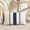 Fancy Homi Set of 1 Navy Blue Lumbar Decorative Throw Pillow Covers 16x24 Inch for Couch Bed Sofa Living Room, Aesthetic Modern Organic Farmhouse Home Decor, Soft Cotton Woven Textured Cushion Case