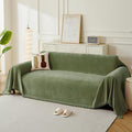 Couch Cover for Dogs, Boho Sofa Covers for 3 Cushion Couch, Chenille Sofa Slipcover for Pets Washable, L-Shape Sectional Couch Cover Soft Throw Blankets with Tassels(91x118,Green)