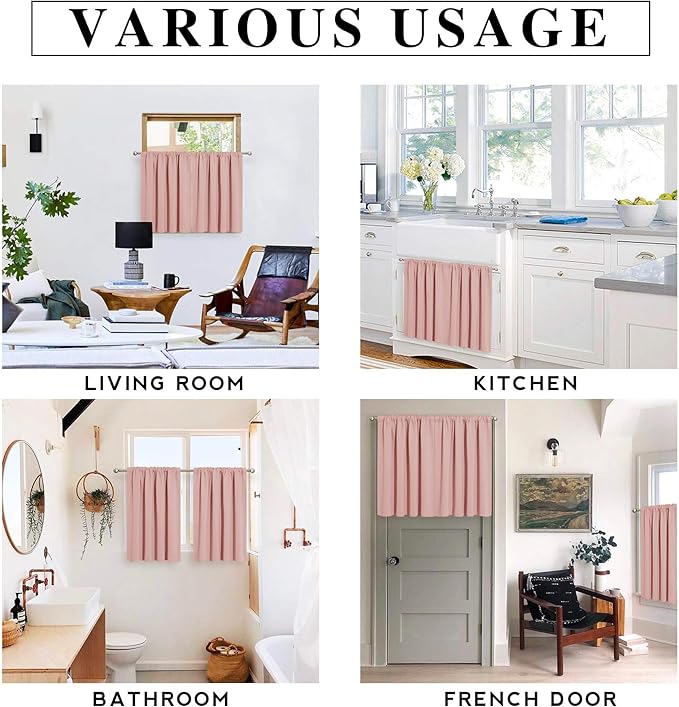 RYB HOME Blackout Curtains for Bedroom Living Room 63 inches Long, Thermal Insulated Privacy Rod Pocket Drapes for Nursery Office Home Theater, Width 42 by Length 63, Peach Blush, 2 Panels