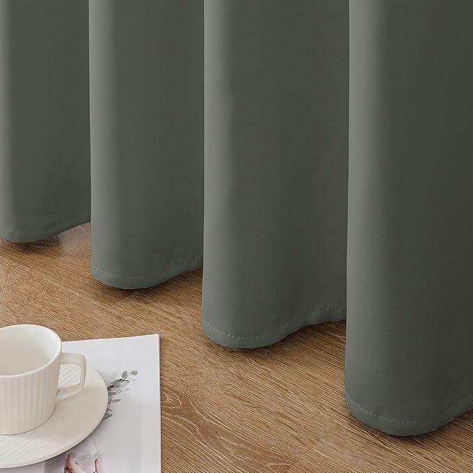 Joydeco Blackout Curtains 72 Inch Length 2 Panels Set, Thermal Insulated Long Curtains& Drapes 2 Burg, Room Darkening Grommet Drapes for Bedroom Living Room Window (Sage Green, W52 x L72 Inch)