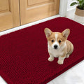 OLANLY Dog Door Mat for Muddy Paws 24x16, Absorbs Moisture and Dirt, Absorbent Non-Slip Washable Doormat, Quick Dry Chenille Mud Mat for Dogs, Entry Indoor Entryway Carpet for Inside Floor, Red
