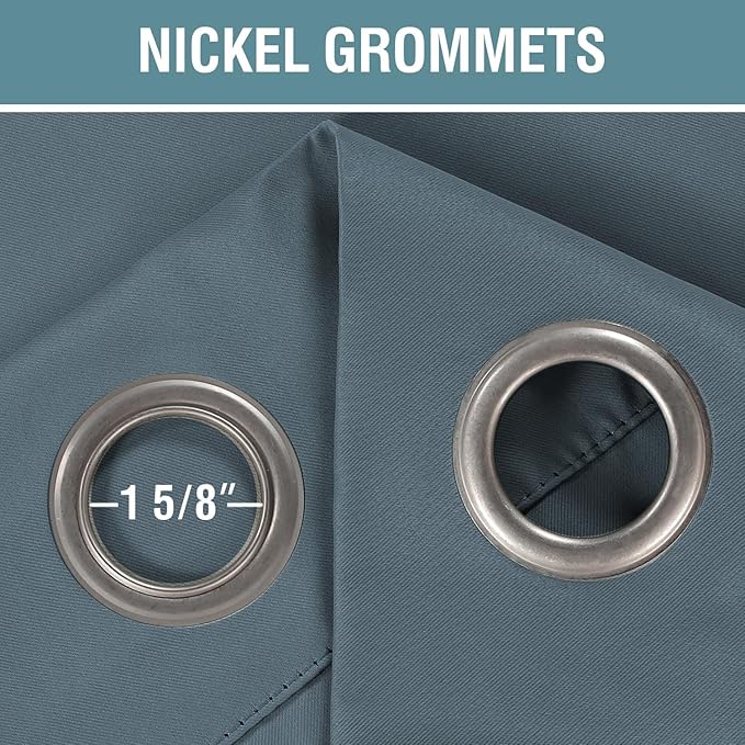 H.VERSAILTEX Blue Curtains/Drapes Blackout for Bedroom Room Darkening Thermal Curtains for Living Room Noise Reducing Sound Proof Solid Grommet Curtain (One Panel, Stone Blue, 52" W x 90" L)