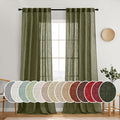 MIULEE Light Olive Green Linen Curtains 108 Inches Long 2 Panels for Bedroom Living Room, Soft Linen Textured Natural Window Drapes Semi Sheer Light Filtering Back Tab Rod Pocket Burlap Look Decor