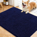 OLANLY Dog Door Mat for Muddy Paws 40x32, Absorbs Moisture and Dirt, Absorbent Non-Slip Washable Doormat, Quick Dry Chenille Mud Mat for Dogs, Entry Indoor Entryway Carpet for Inside Floor, Navy Blue