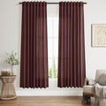 Reddish Brown Linen Curtains 72 Inch Long for Living Room Bedroom Lightweight Door Drapes 2 Panels Set, Semi Sheer Light Filtering Back Tab or Rod Pocket Curtain,52x72