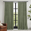 RYB HOME Sage Green Velvet Curtains 100 inches with Hook Belt, Soft Fabric Room Darkening Thermal Insulated Luxurious Home Decor Curtains for Living Room Bedroom, W 52" x L 100", 2 Panels Set