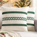 MIULEE Set of 2 Dark Green Boho Christmas Decorative Pillow Covers 20x20 Inch Farmhouse Rustic Couch Throw Pillows Modern Spring Cotton Cushion Cover Retro Macrame Woven Home Decor for Bed Sofa Chair