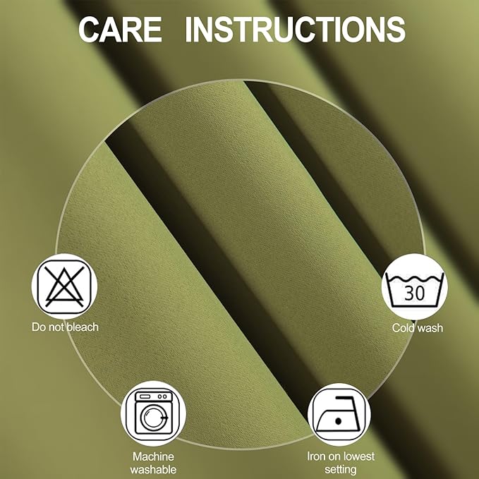 LEMOMO Olive Green Thermal Blackout Curtains/42 x 72 Inch/Set of 2 Panels Room Darkening Curtains for Bedroom