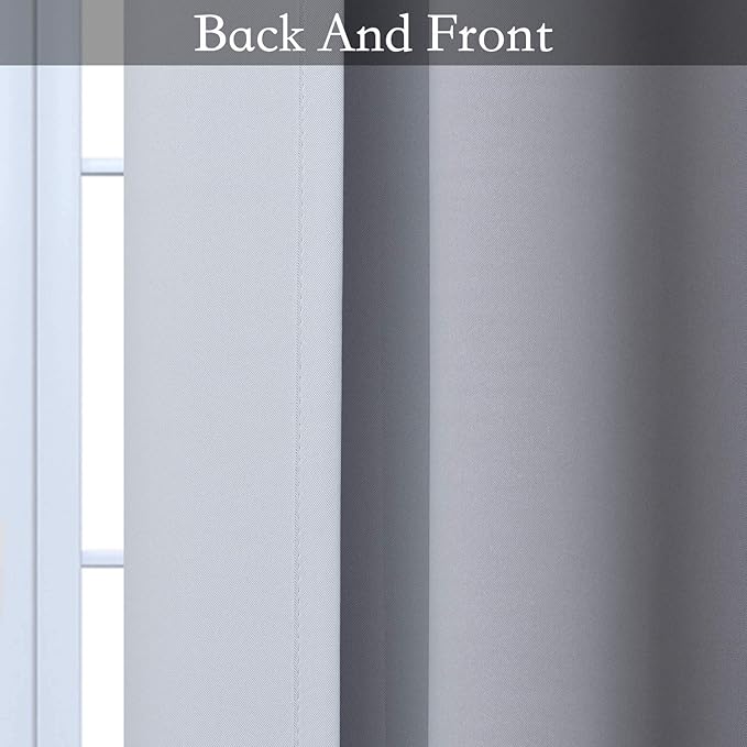 SimpleHome Ombre Room Darkening Curtains for Bedroom, Gradient Black to Grey White Light Blocking Thermal Insulated Grommet Window Curtain/Drapes for Living Room,2 Panels, 42x63 inches Length
