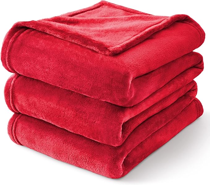 BEDELITE Fleece Blanket Twin Size Red Throw Blanket for Couch & Bed, Luxury Plush Cozy Fuzzy Blanket 60x80 inches, Super Soft Warm Lightweight Throw Blanket for Travel Camping