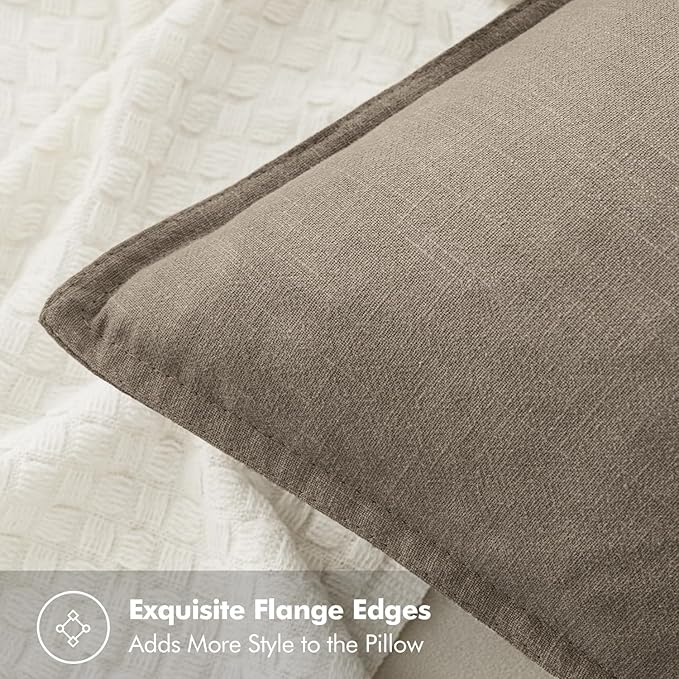 MIULEE Decorative Linen Pillow Covers 20x20 Inch Tan TaupeBoho Farmhouse Neutral Winter Couch Throw Pillows for Bed Pack of 2 Accent Modern Pillowcase Sofa Livingroom Home Decor