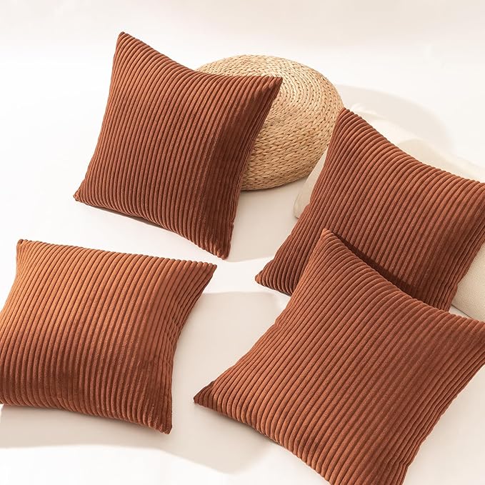 Topfinel Decorative Terracotta Throw Pillow Covers Cushion Cases, Set of 4 Soft Velvet Modern Double-Sided Designs, Rustic Fall Home Decor, Pillow Inserts Not Included 18x18 inch