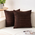 Pack of 2 Corduroy Decorative Throw Pillow Covers 24x24 InchSoft Striped Pillow Covers Modern Farmhouse Home Decor for Sofa Living Room Couch Bed（Dark Brown）