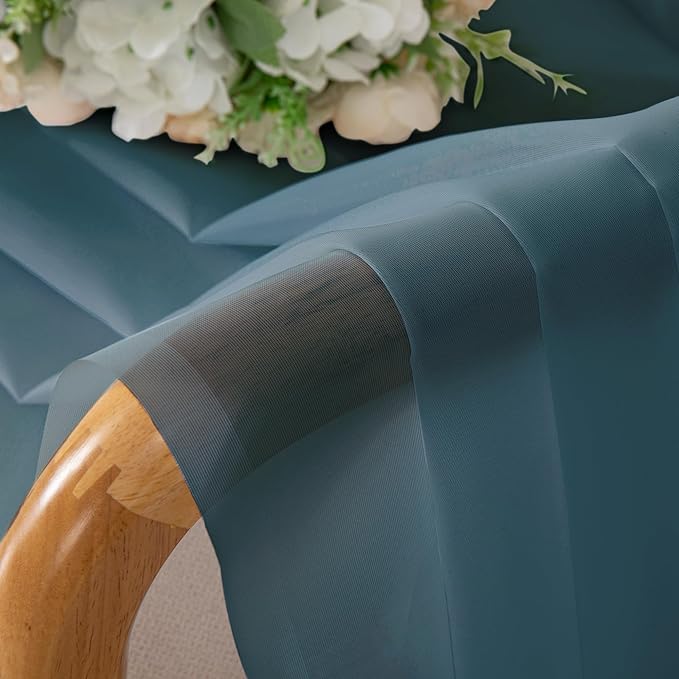 OVZME Dusty Blue Sheer Curtains 45 Inches Long 2 Panels, Light Filtering Sheer Curtains for Bedroom, Elegant Airy Draperies for Living Room Nursery Room, Dual Rod Pocket, Each 42Wx 45L