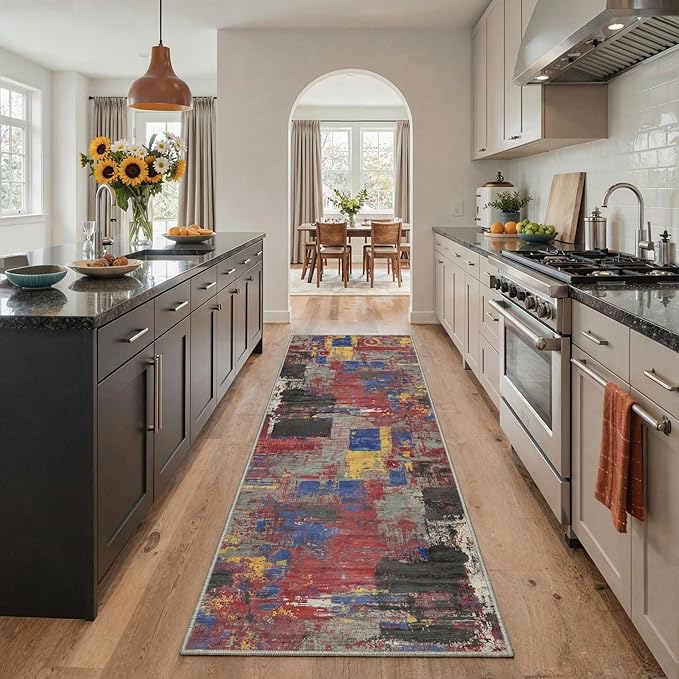 BEIMO Area Rugs 5x7 for Living Room Bedroom, Modern Abstract Machine Washable Rug, Large Soft Low Pile Floor Carpet with Non Slip Backing for Dining Room, Vivid Mix