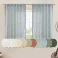 LAMIT Greyish Blue Linen Curtains 45 Inches Long for Bedroom, Light Filtering Panels Back Tab and Rod Pocket Neutral Drapes for Kitchen/Window/Loft Room, 52 x 45 Inch, 2 Panels