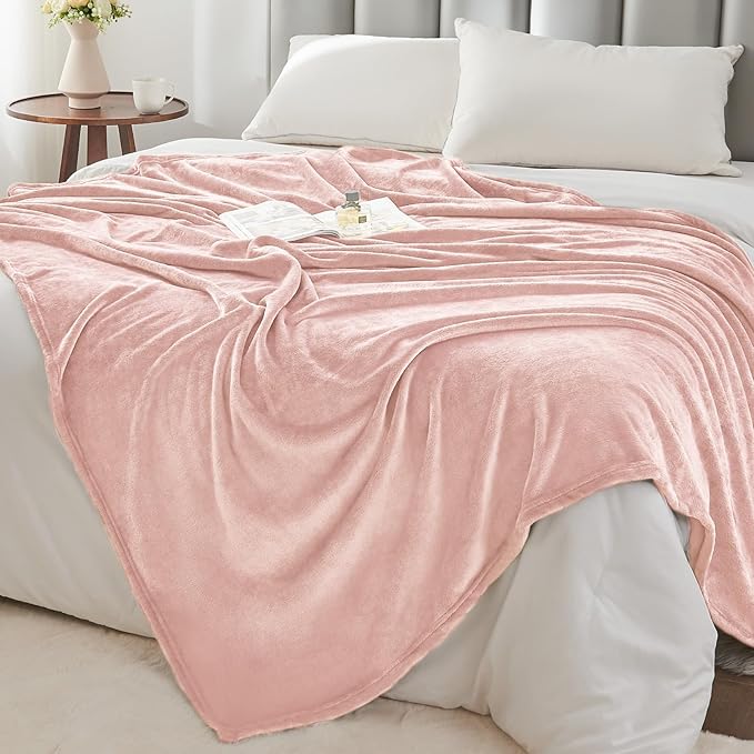BEDELITE Fleece Blanket Pink Morn Throw Blankets for Couch & Bed, Luxury Plush Cozy Fuzzy Blanket 50" x 60", Super Soft Warm Lightweight Throw Blanket for Travel Camping