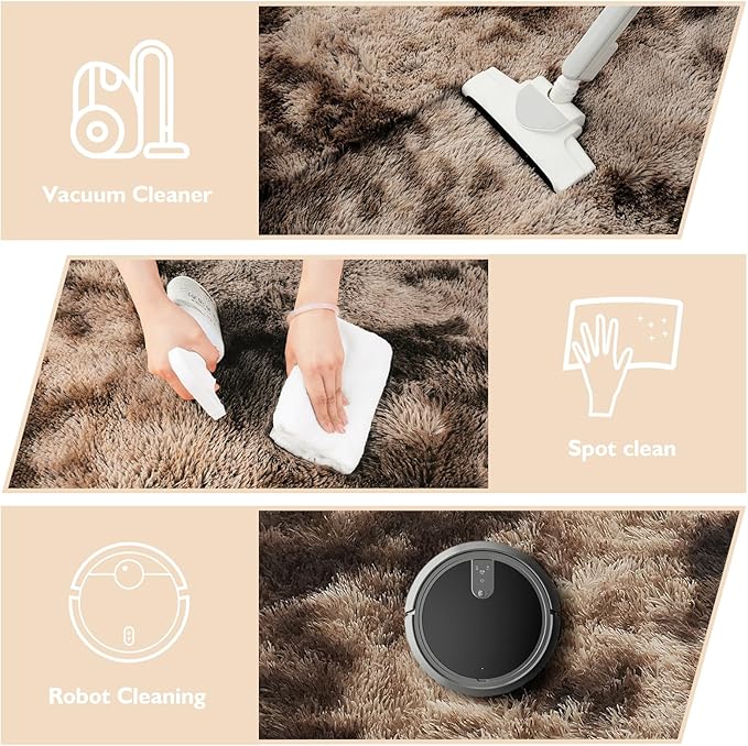 6x9 Fluffy Area Rug for Living Room,Shag Area Rugs for Bedroom,Soft Fuzzy Rug Non-Shedding Indoor Plush Carpet for Kids Bedroom Nursery Dorm Home Decor,Tie-Dyed Coffee