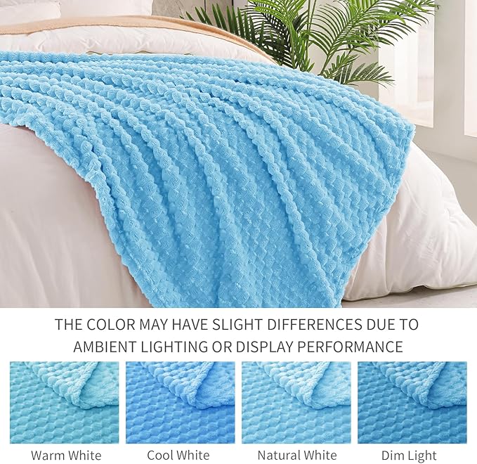 Exclusivo Mezcla Fleece Throw Blanket for Couch, Extra Large Fuzzy Blue Bed Blankets, Soft Cozy Plush Sofa Throws for All Seasons, 50x70 Inches