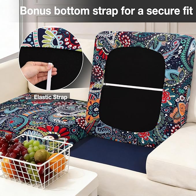 hyha 12Pcs Patio Cushion Covers, Stretch Outdoor Couch Cushion Covers Replacement, Washable Outdoor Chair/Sofa Slipcovers for Patio Furniture Cushions Protector with Elastic Bottom(Paisley,Cover Only)