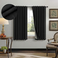Pitalk 54 Inch Blackout Curtains Length 2 Panels Set Back Tab Pocket Room Darkening Insulating Thermal Short Sunblock Solar Soundproof Black Dark Out Curtains for Bedroom Nursery Man Cave 52x54 Long