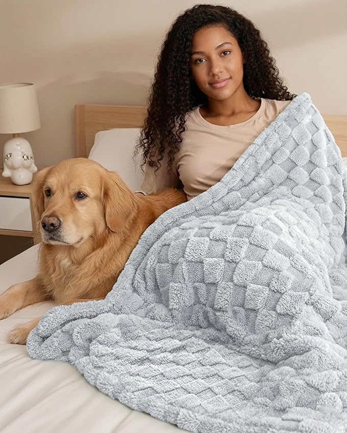 Utopia Bedding Cool Grey Checkered Fleece Throw Blanket for Couch or Bed, Soft Plush Cozy Blanket for Women and Men, Ultra Comfy Travel-Friendly Bed Throws for Relaxation, 50x60 Inches