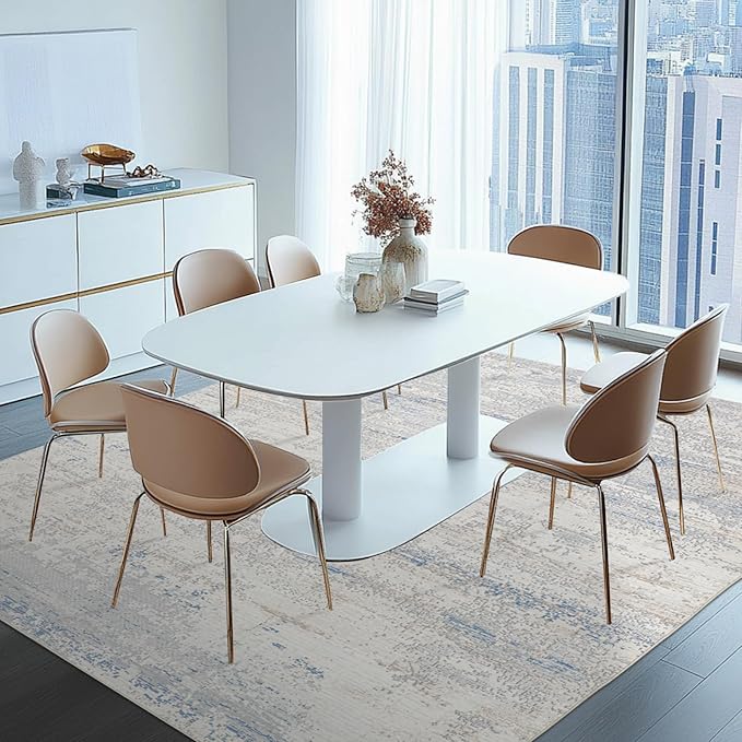 Washable Rugs 9x12 Area Rug for Living Room- Modern Abstract Rugs for Bedroom,Dining Room, Large Soft Low Pile Carpet with Non Slip Rubber Backing,Neutral Accent Rug for Nursery Home Office