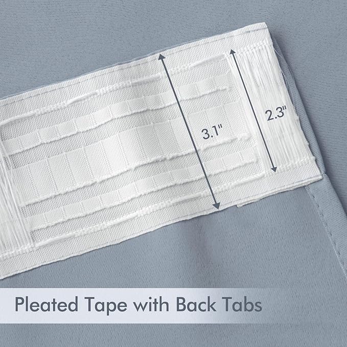MIULEE Light Blue Back Tab Blackout Curtains 63 Inch Length 2 Panels Set for Living Room Bedroom Privacy, Rod Pocket/Pinch Pleat Thermal Insulated Room Darkening Pleated Light Blocking Drapes