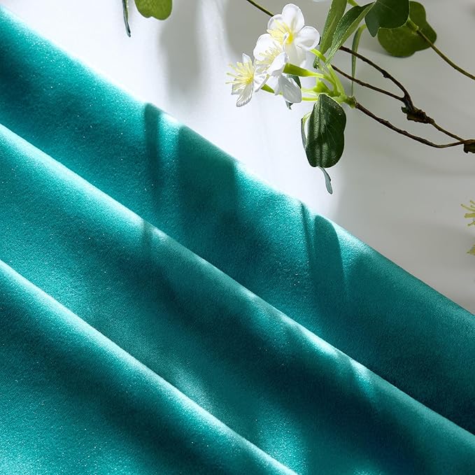 GIGIZAZA Decorative Small Lumbar Pillow Covers,Set of 2 Cushion Covers Velvet Teal Peacock Green Pillows,Sofa Throw 12 X 20 Pillow Covers