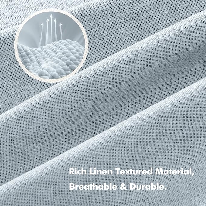 MIULEE 100% Blackout Linen Curtains for Bedroom, Chambray Blue Solid Luxury Decor Thermal Insulation Room Darkening Drapes for Living Room Nursery Back Tab Rod Pocket 42 x 84 Inches, 2 Panels