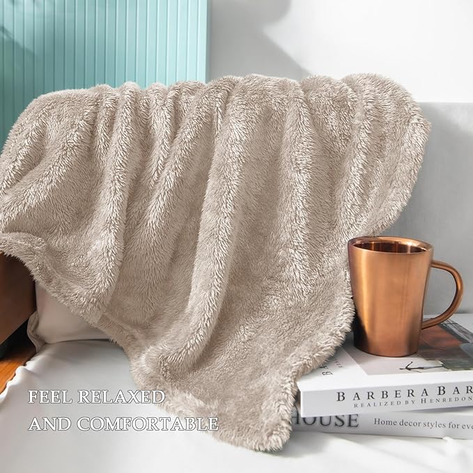 Exclusivo Mezcla Plush Fuzzy Fleece Bed Blanket King Size, Super Soft, Fluffy and Warm Blankets for Couch, Bed, All Season (Camel, 90x104 inches)