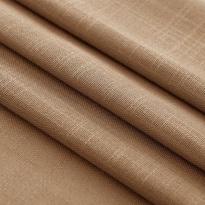 Brown Curtains for Living Room Back Tab Modern Farmhouse Semi Sheer Curtains 120 inches Long 2 Panels Set Muted Neutral Window Curtain for Dining Room Bedroom 52x120