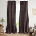 Extra Long Curtain Cocoa Coffee Morden Linen Blend Light Filtering Back Tab Curtains for Long Winodws 120 Inches Length, Semi Sheer Privacy Drapes for Living Room, 52x120 inch, 2 Panels