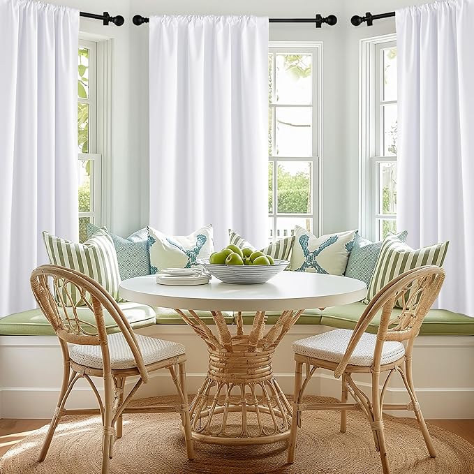 NICETOWN Bedroom 100% Blackout Curtains, 2 Panels, 42 by 48, Snow White, Window Treatment Rod Pocket Curtains/Drapes for Bedroom