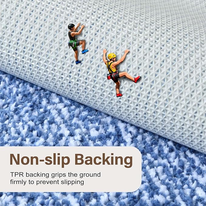 60x24 Long Bathroom Rugs Washable Non Slip, Blue Bath Mat for Bathroom Floor Tub, Soft Absorbent Quick Dry Mats for Shower,Bathtub,Home Decor